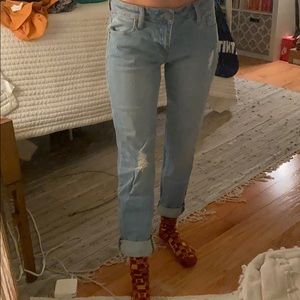 straight leg cuff jeans-Katy